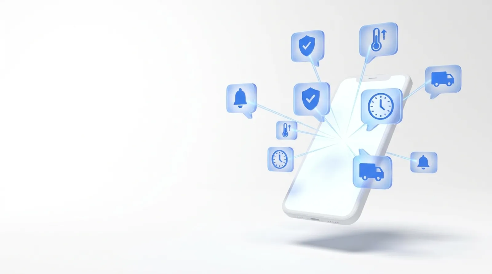Phone receiving safety, temperature and logistics alerts